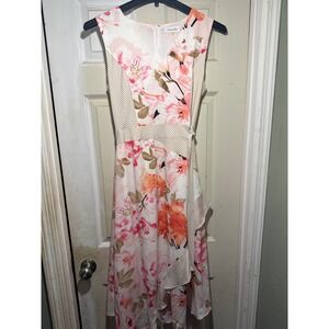 Calvin Klein Women Floral Print Sleeveless Wrap Midi Dress Size 10